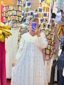 Robe Maxi Blanche à Motifs Pastel